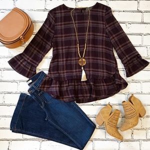 Plaid ruffle top. Size medium.